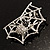 Silver Tone Spider And Web Diamante Brooch - view 3
