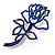 Luxurious Large Swarovski Crystal Rose Brooch (Silver Tone & Sapphire Blue Colour)