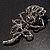 Luxurious Large Swarovski Crystal Rose Brooch (Silver&Black) - view 6
