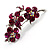 Statement Crystal Floral Brooch (Silver&Cranberry) - 55mm Across - view 3