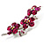 Statement Crystal Floral Brooch (Silver&Cranberry) - 55mm Across - view 4