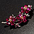 Statement Crystal Floral Brooch (Silver&Cranberry) - 55mm Across - view 2