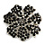 Jet-Black Crystal Corsage Flower Brooch (Black Tone Metal) - view 6