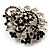 Black & White Diamante Corsage Brooch (Silver Tone) - view 3