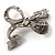 Contemporary Crystal Bow Brooch (Silver Tone) - view 5