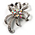Crystal Bow Corsage Brooch (Silver Tone) - view 2