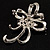 Crystal Bow Corsage Brooch (Silver Tone) - view 6