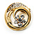 Swirl Crystal Scarf Pin/ Brooch (Gold Tone)