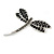Classic Black Crystal Dragonfly Brooch (Silver Tone) - view 3