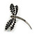 Classic Black Crystal Dragonfly Brooch (Silver Tone) - view 4