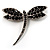 Classic Black Crystal Dragonfly Brooch (Silver Tone) - view 12