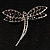 Classic Black Crystal Dragonfly Brooch (Silver Tone) - view 8