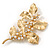 Gold Plated Crystal Simulated Pearl Floral Brooch/Pendant