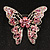 Dazzling Pink Swarovski Crystal Butterfly Brooch (Silver Tone) - view 2