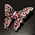 Dazzling Pink Swarovski Crystal Butterfly Brooch (Silver Tone) - view 6