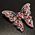 Dazzling Pink Swarovski Crystal Butterfly Brooch (Silver Tone) - view 4
