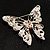 Dazzling Pink Swarovski Crystal Butterfly Brooch (Silver Tone) - view 7