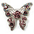 Dazzling Lilac Crystal Butterfly Brooch (Silver Tone)