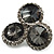 Ash Grey Diamante Circle Art Nouveau Brooch (Silver Tone)