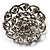 Dome Shaped AB Crystal Corsage Brooch (Silver Tone) - view 8