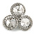 Clear Diamante Circle Art Nouveau Brooch (Silver Tone)