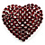 Burgundy Red Diamante Heart Brooch (Silver Tone)