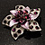 3D Enamel Crystal Flower Brooch (Purple) - view 2