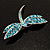 Classic Azure Blue Crystal Dragonfly Brooch in Silver Tone - 65mm - view 5