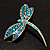 Classic Azure Blue Crystal Dragonfly Brooch in Silver Tone - 65mm - view 6