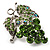 Swarovski Crystal Bunch Of Grapes Brooch (Light Green, Silver Tone)