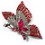Exotic Magenta Diamante Butterfly Brooch (Gun Metal Finish) - view 2