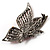 Exotic Magenta Diamante Butterfly Brooch (Gun Metal Finish) - view 7