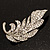 Dazzling Crystal Leaf Brooch (Silver Tone) - view 3