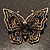 Vintage Black Crystal Butterfly Brooch (Antique Gold) - view 3