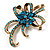 Azure Crystal Bow Corsage Brooch (Gold Tone) - view 3