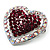 Silver Tone Dazzling Diamante Heart Brooch (Cherry & Iridescent Pink) - view 2