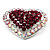 Silver Tone Dazzling Diamante Heart Brooch (Cherry & Iridescent Pink) - view 4