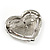 Silver Tone Dazzling Diamante Heart Brooch (Cherry & Iridescent Pink) - view 5