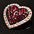 Silver Tone Dazzling Diamante Heart Brooch (Cherry & Iridescent Pink) - view 7