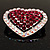Silver Tone Dazzling Diamante Heart Brooch (Cherry & Iridescent Pink) - view 8