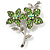 Light Green Swarovski Crystal Flower Brooch (Silver Tone) - view 7