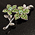 Light Green Swarovski Crystal Flower Brooch (Silver Tone) - view 9