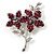 Magenta Swarovski Crystal Flower Brooch (Silver Tone)