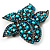 Large Azure Diamante Floral Brooch/ Pendant (Gun Metal Finish) - view 4