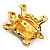 Cute Brown Enamel Crystal Turtle Brooch (Gold Plated) - view 10