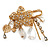 'Filigree Flower, Crystal Tassel & Acrylic Bead' Charm Safety Pin Brooch (Gold Tone) - view 3