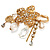 'Filigree Flower, Crystal Tassel & Acrylic Bead' Charm Safety Pin Brooch (Gold Tone) - view 5