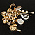 'Filigree Flower, Crystal Tassel & Acrylic Bead' Charm Safety Pin Brooch (Gold Tone) - view 4