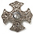 Vintage Filigree Swarovski Crystal Cross Brooch (Silver Tone)