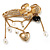 'Simulated Pearl Flower, Heart & Acrylic Bead' Charm Safety Pin Brooch (Gold Tone) - view 3